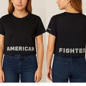 American Fighter Buckle BKE Mesh Cropped Short Sleeve T-shirt Women’s Large